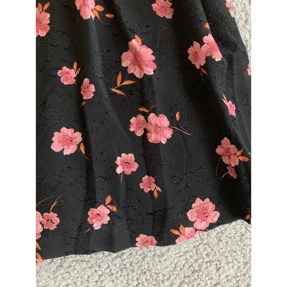 Draper James Mini Dress Small Floral Puff Sleeve Fit Flare Floral Pink Classic - Picture 3 of 15